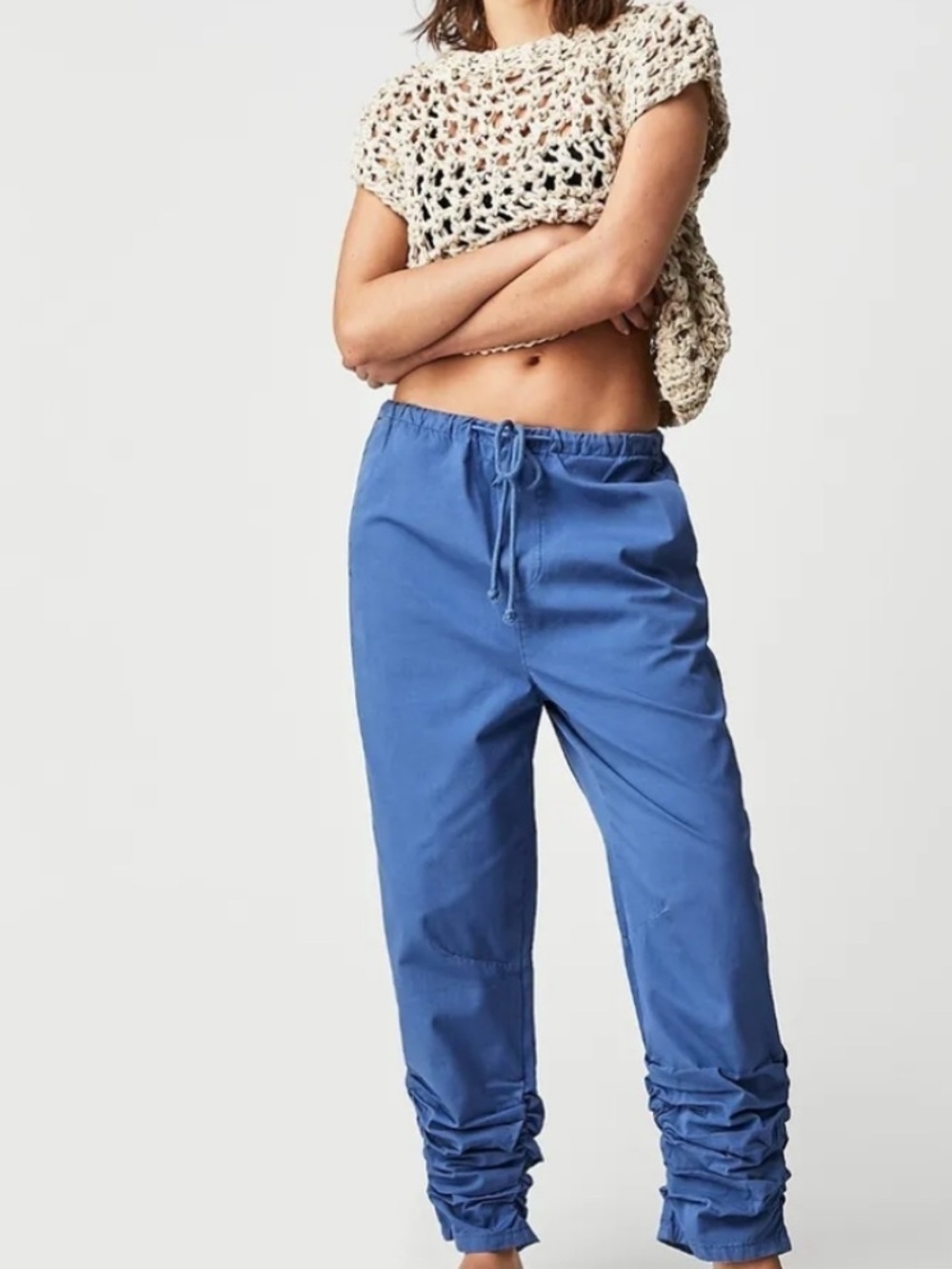 New Free People New Light Parachute Pants in Riverside Small Blue